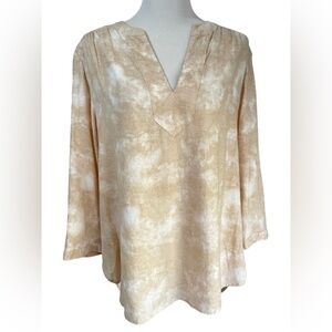 The Limited Women’s Hi Low Tan Linen Tunic blouse shirt size Large